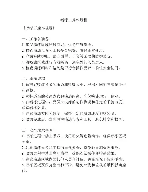喷漆工操作规程