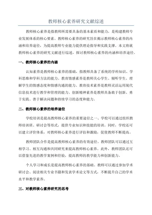 教师核心素养研究文献综述