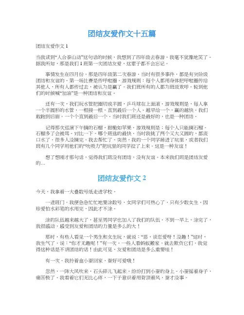 团结友爱作文十五篇