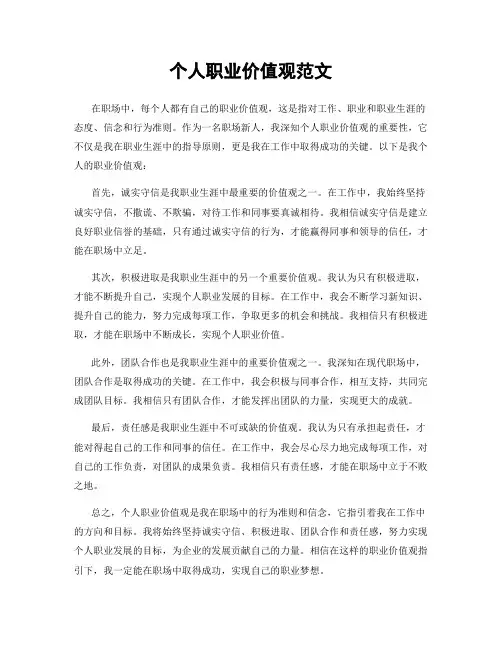个人职业价值观范文