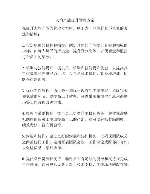 人均产能提升管理方案