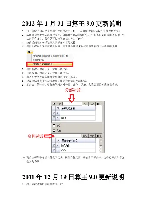 算王安装算量功能更新说明