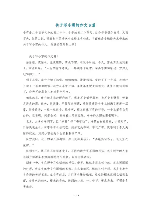 关于写小雪的作文6篇