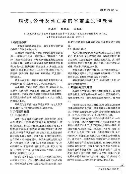 病伤、公母及死亡猪的宰前鉴别和处理