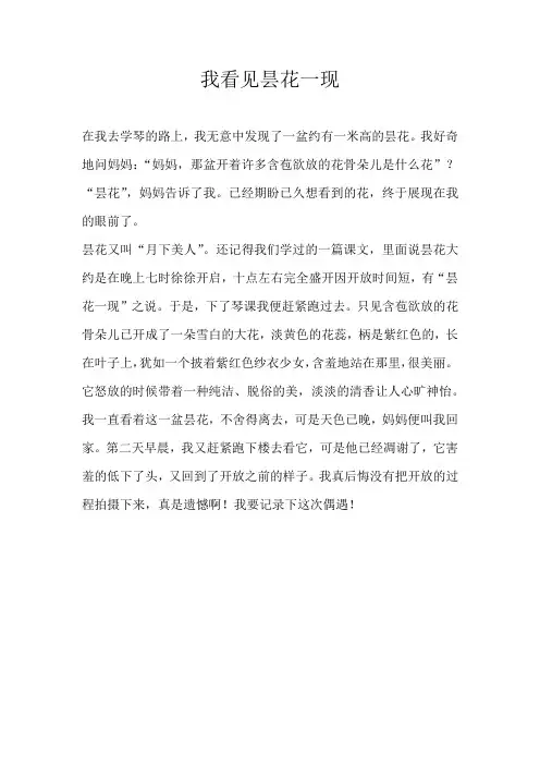 三年级叙事我看见昙花一现