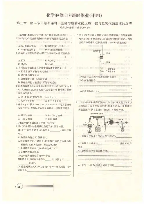 英才园地-必修1化学-3.1.2金属与酸和水的反应  铝与氢氧化钠溶液的反应