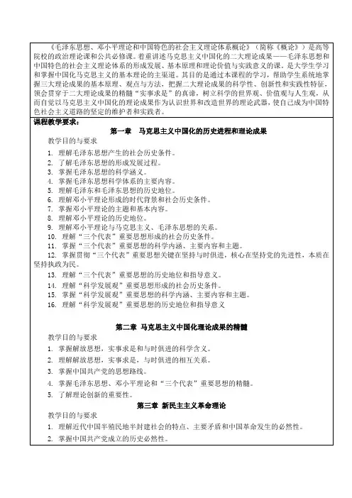 毛邓教学大纲