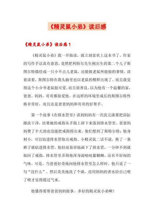 《精灵鼠小弟》读后感