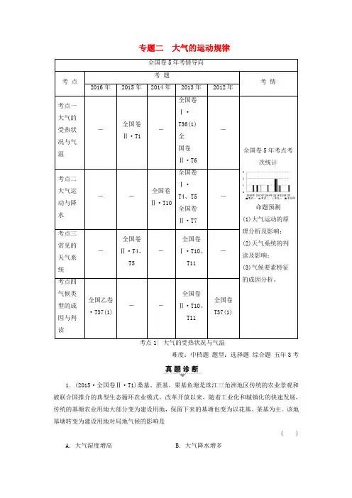 高考地理二轮复习 第2部分 专题2 大气的运动规律
