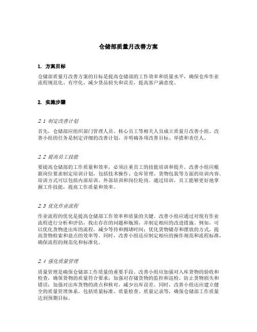 仓储部质量月改善方案