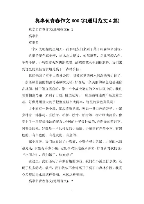 莫辜负青春作文600字(通用范文4篇)