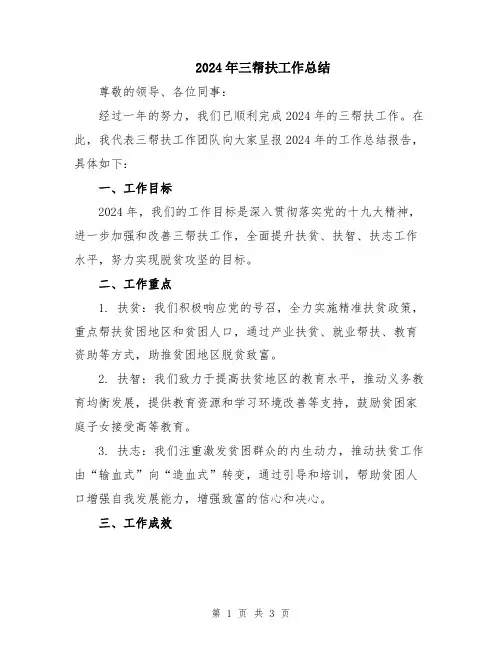 2024年三帮扶工作总结