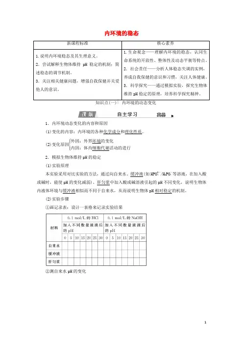 _新教材高中生物第1章人体的内环境与稳态第2节内环境的稳态学案新人教版选择性必修