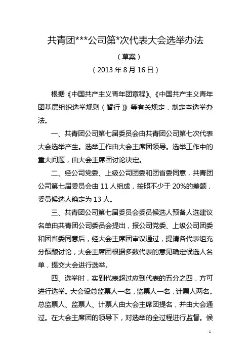 公司团代会选举办法