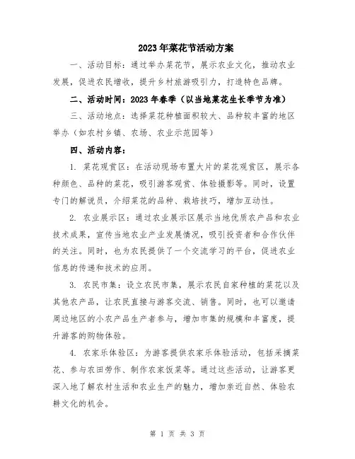 2023年菜花节活动方案