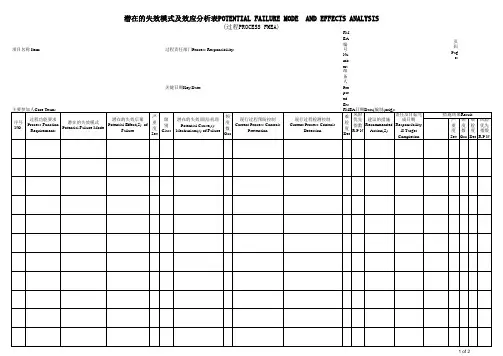 PFMEA分析标准表格模版