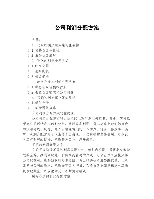 公司利润分配方案
