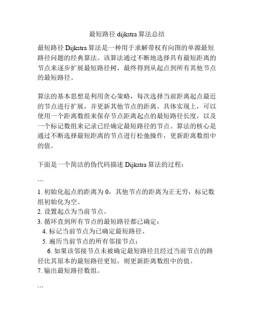 最短路径dijkstra算法总结