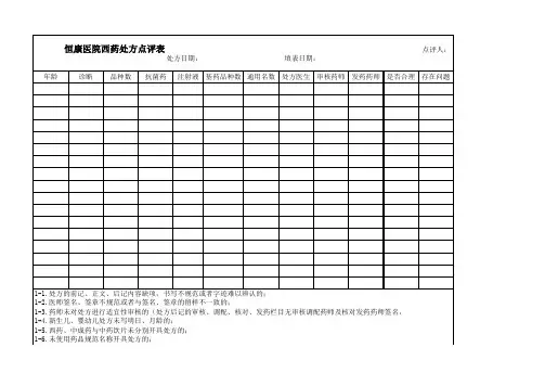西药处方点评表