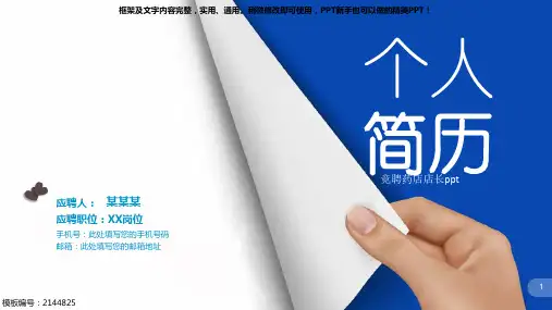 【精品PPT模板】竞聘药店店长ppt