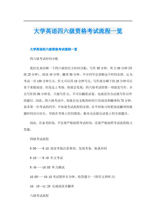 大学英语四六级资格考试流程一览
