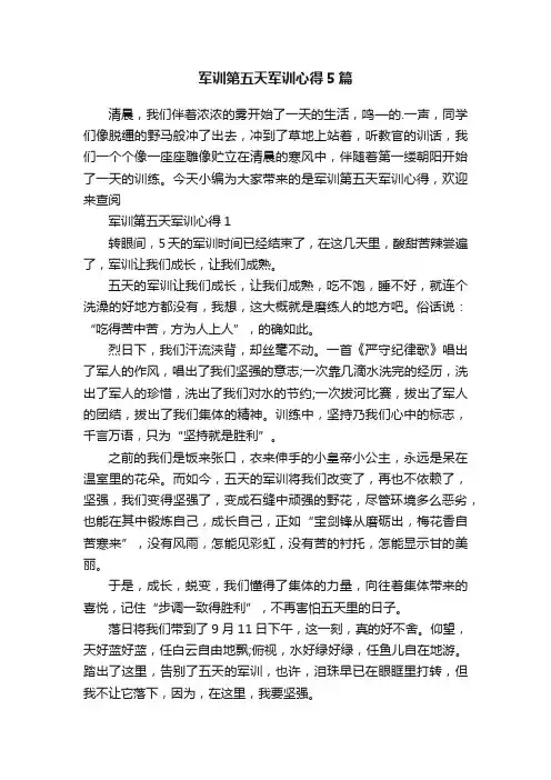 军训第五天军训心得5篇
