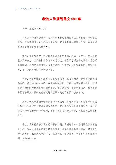我的人生规划范文500字