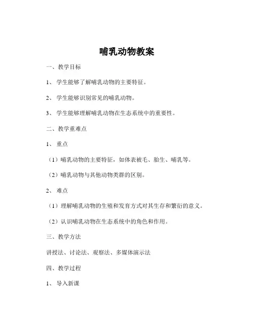 哺乳动物教案