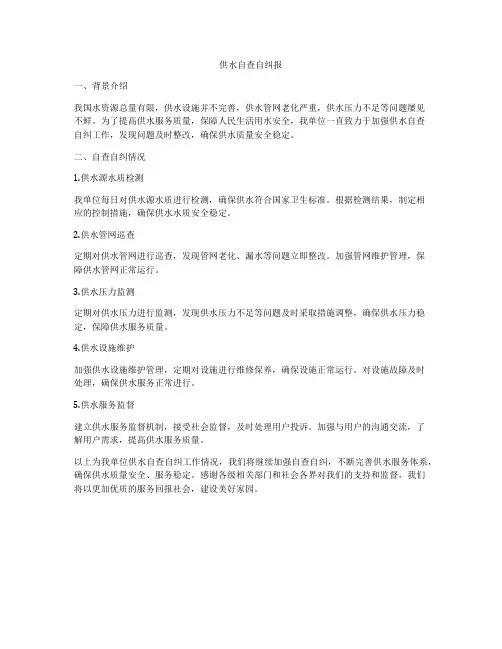 供水自查自纠报