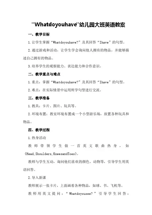 What do you have幼儿园大班英语教案