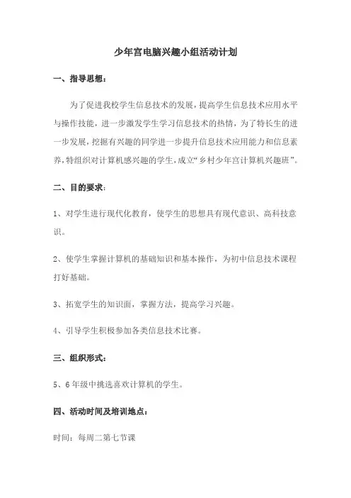 少年宫计算机活动计划