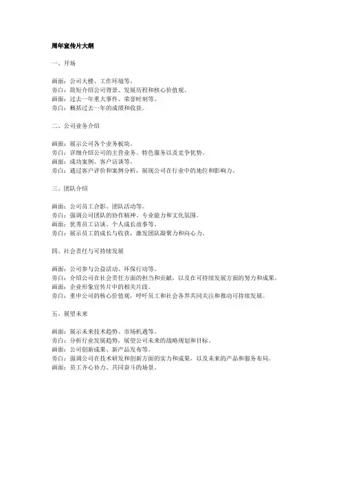 周年宣传片大纲