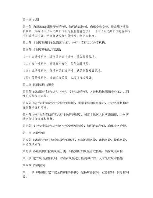 邮储银行金融管理制度范本