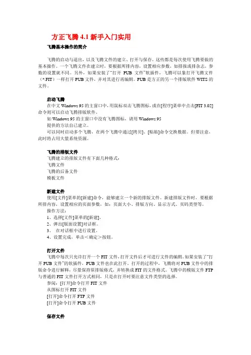 方正飞腾4.1新手入门实用