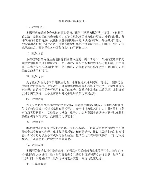 全套象棋布局课程设计