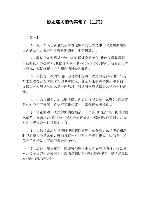 感恩遇见的优美句子【三篇】