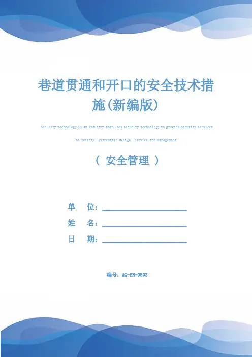巷道贯通和开口的安全技术措施(新编版)