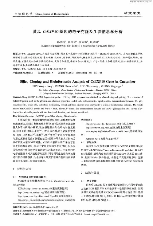 黄瓜CsEXP10基因的电子克隆及生物信息学分析