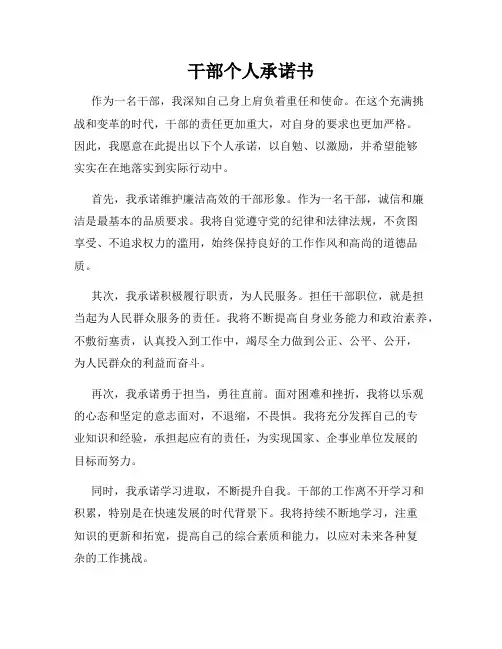 干部个人承诺书