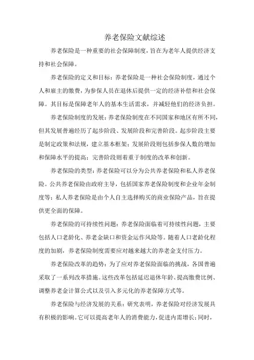 养老保险文献综述