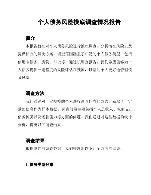个人债务风险摸底调查情况报告