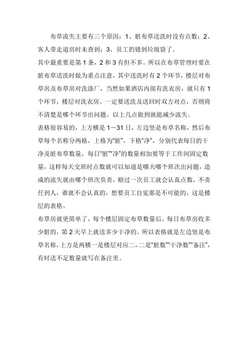 酒店客房布草管理