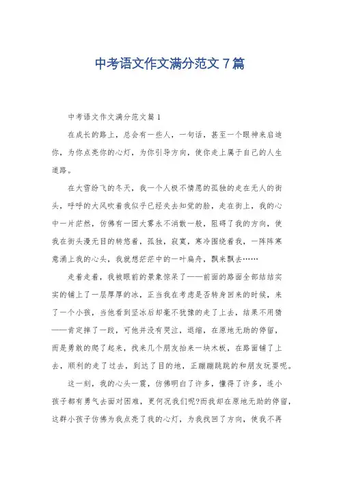 中考语文作文满分范文7篇
