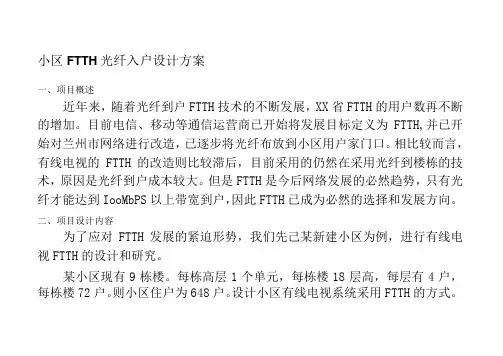 小区FTTH光纤入户设计方案