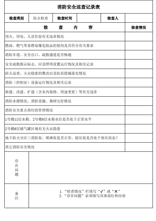 消防安全巡查记录表