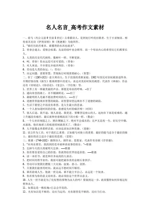 名人名言_高考作文素材