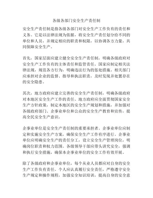 各级各部门安全生产责任制