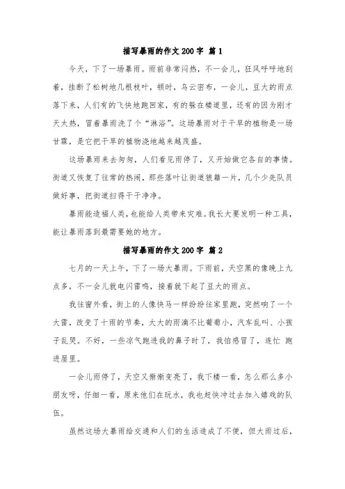 暴雨来临的场景200字作文