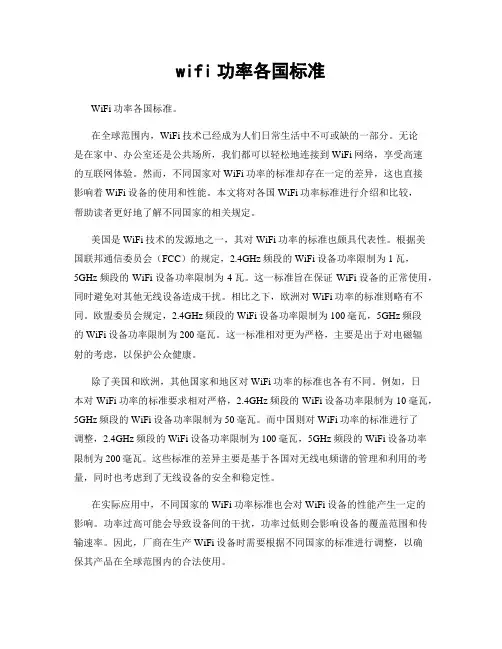 wifi功率各国标准