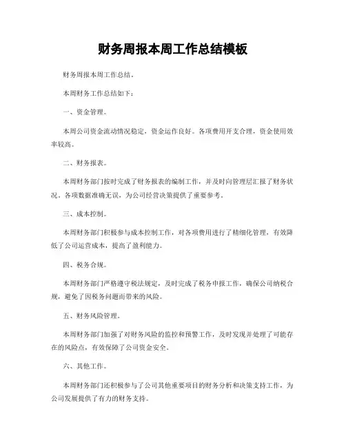 财务周报本周工作总结模板